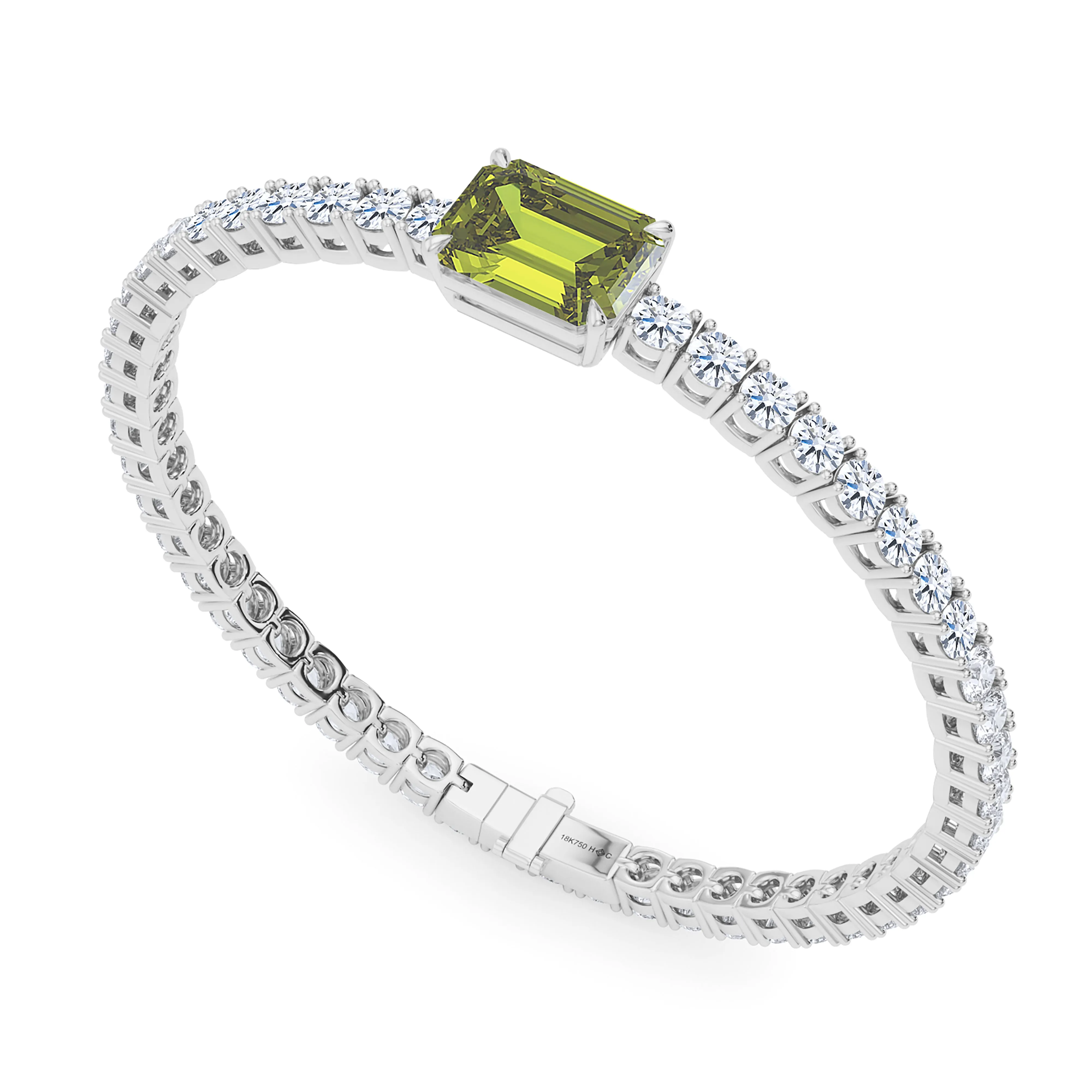 Round Cut Diamond & Birthstone Tennis Bracelet