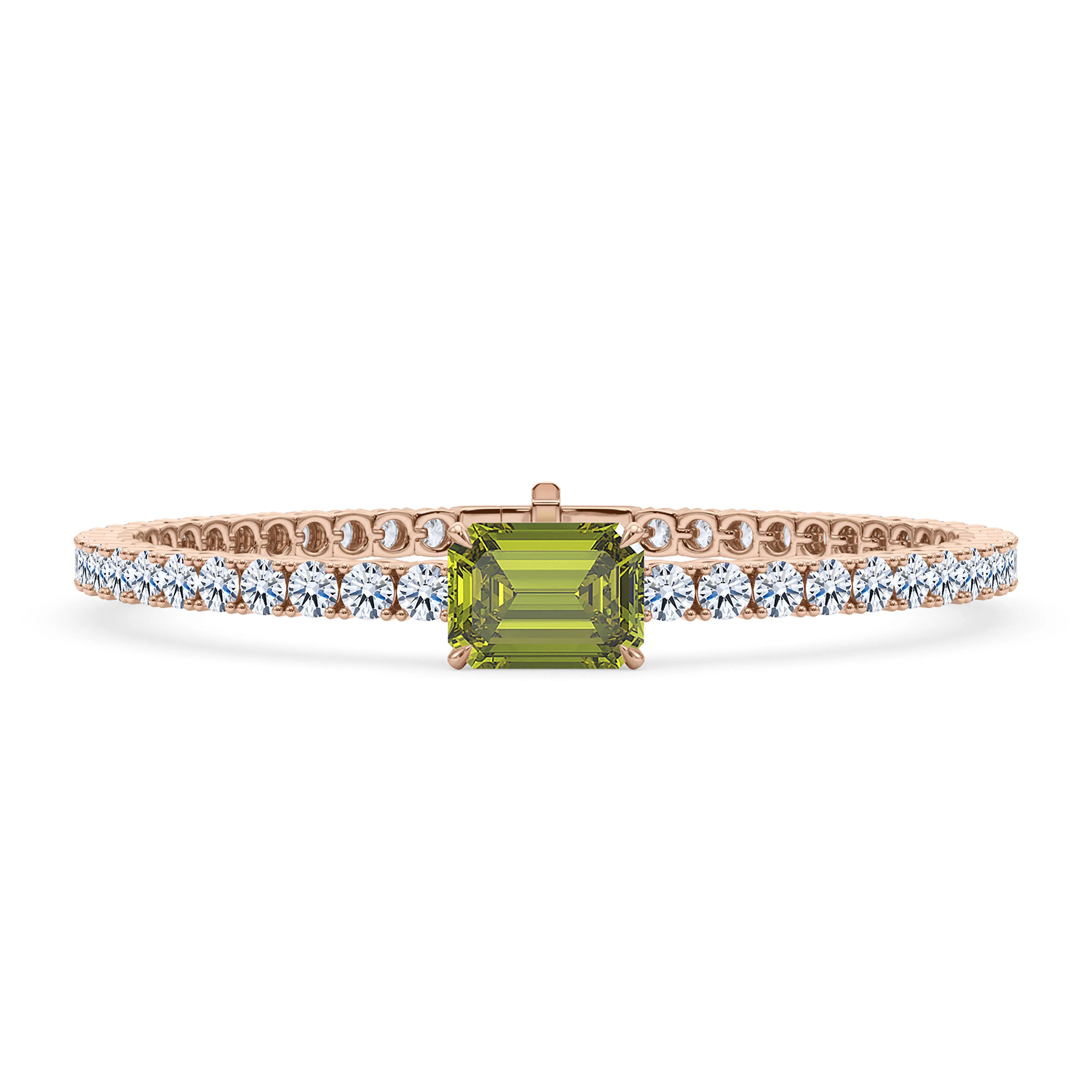 Round Cut Diamond & Birthstone Tennis Bracelet