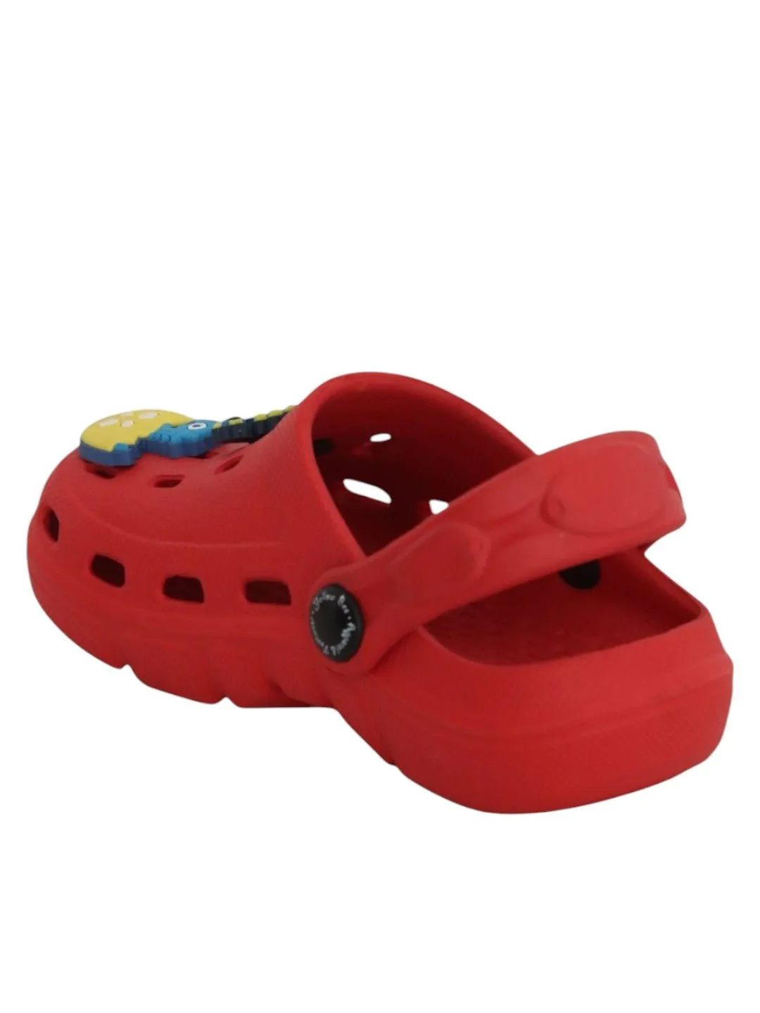 Stylish Red Boy's Clogs with Cute 3D Dinosaur Charms