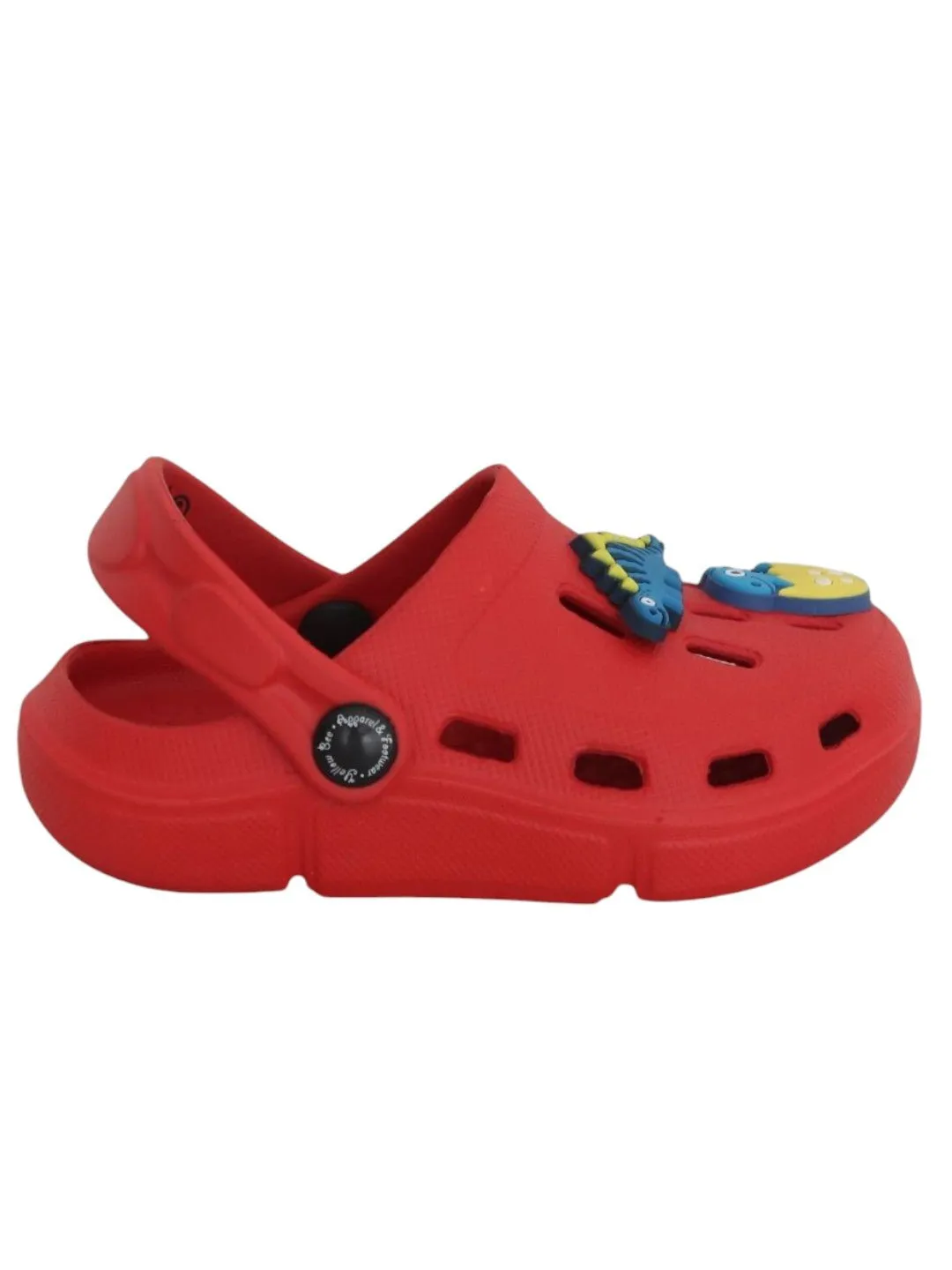 Stylish Red Boy's Clogs with Cute 3D Dinosaur Charms
