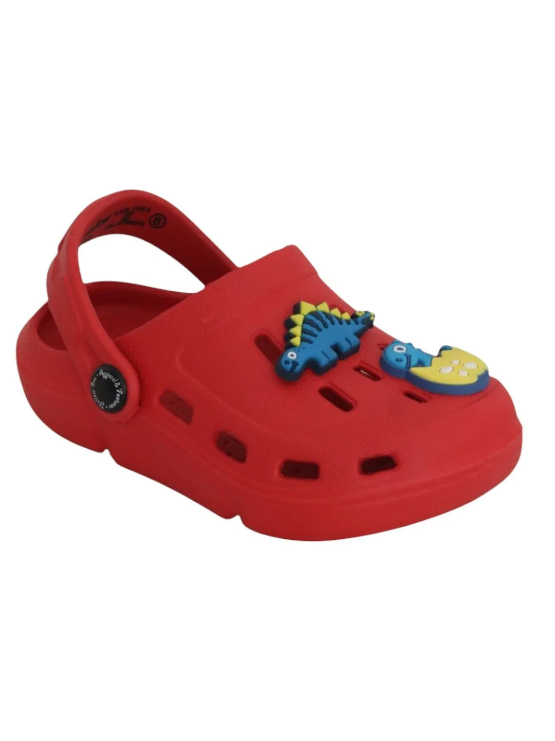 Stylish Red Boy's Clogs with Cute 3D Dinosaur Charms
