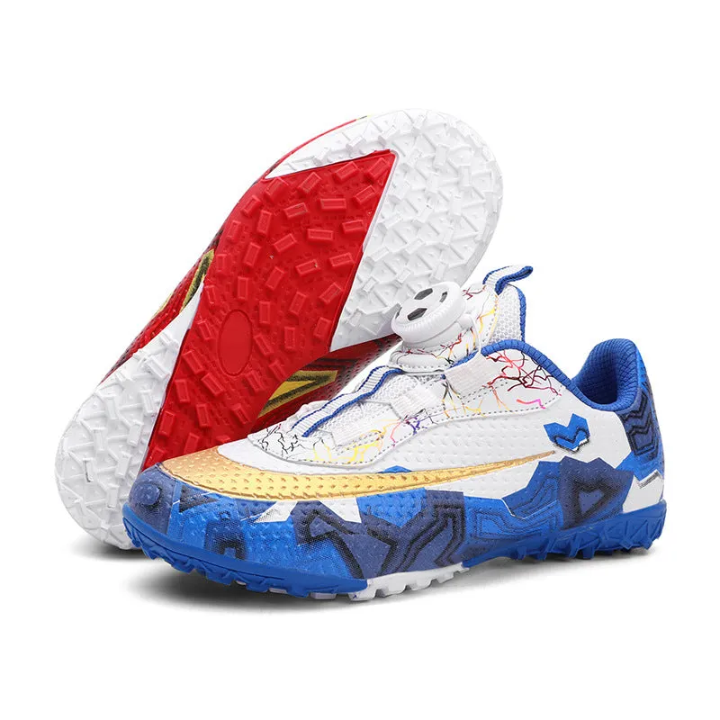 Unisex Soccer Shoes for Kids, Rotating Button, TF Studs