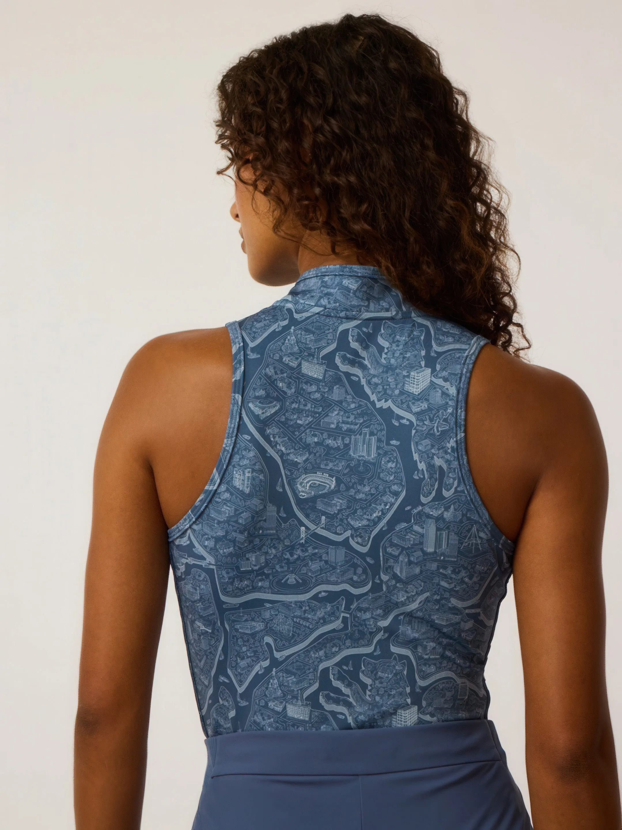 Utopia Sleeveless Vesta Mock Neck Top