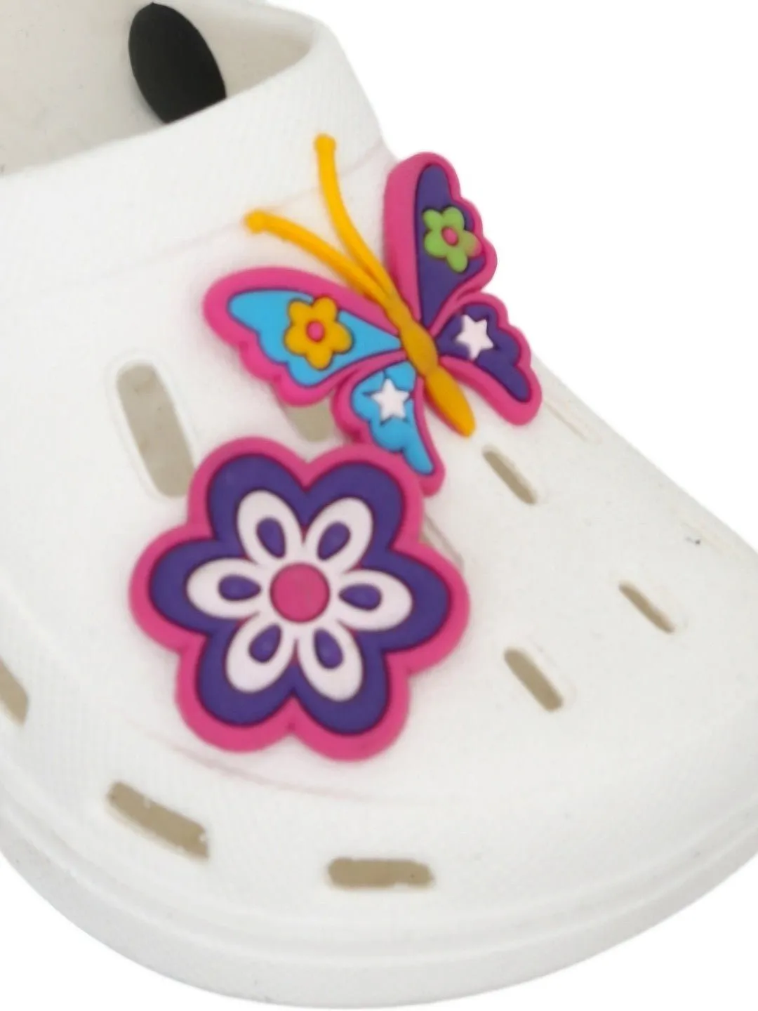 Vibrant Butterfly and Floral Embellishments Clogs for Girls