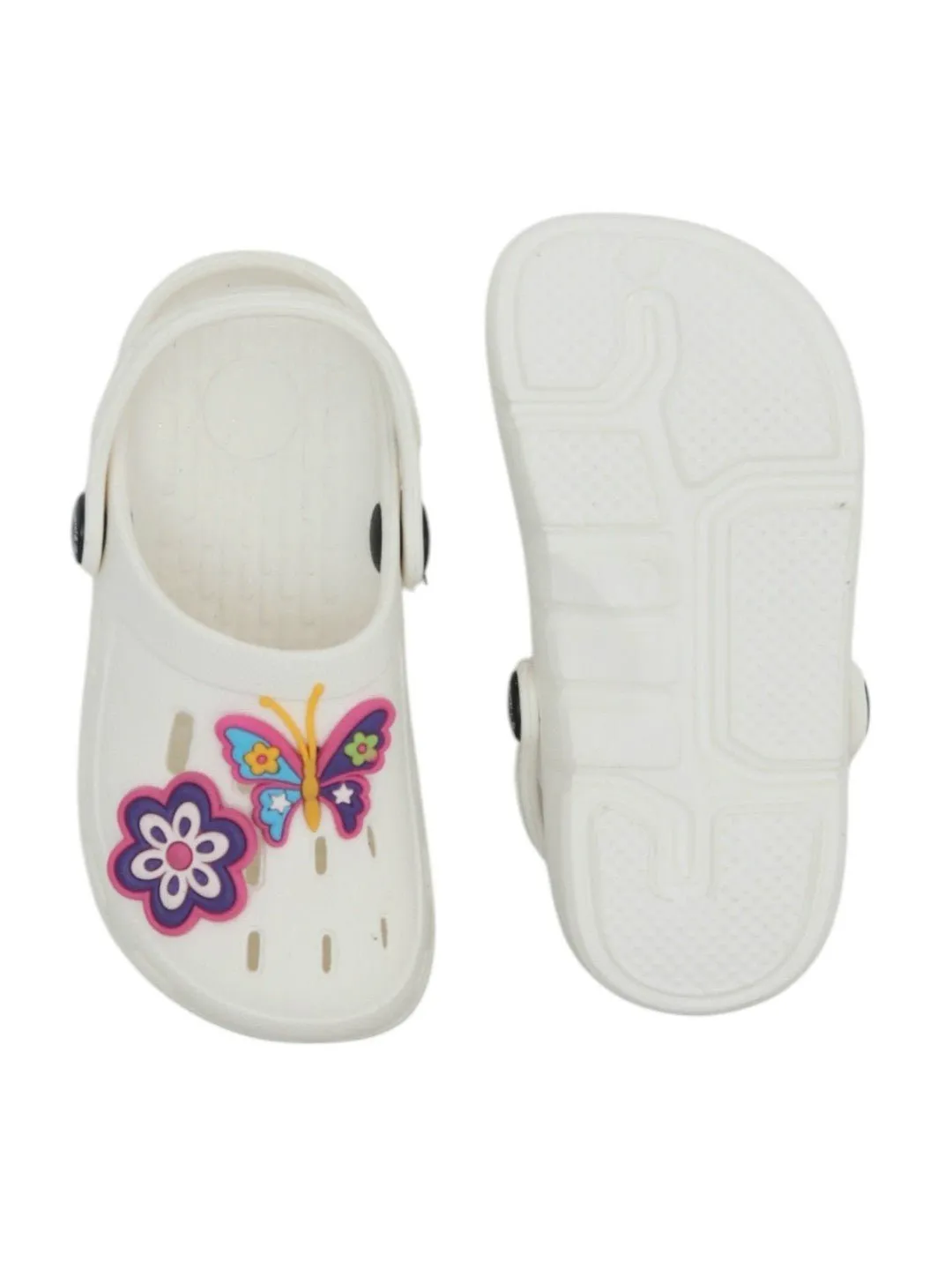 Vibrant Butterfly and Floral Embellishments Clogs for Girls