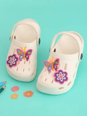 Vibrant Butterfly and Floral Embellishments Clogs for Girls