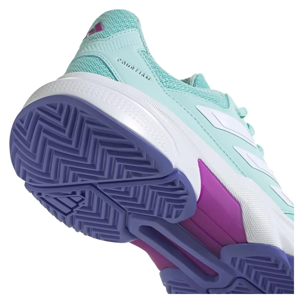 Womens CourtJam Control 3 Tennis Shoes Semi Flash Aqua and White
