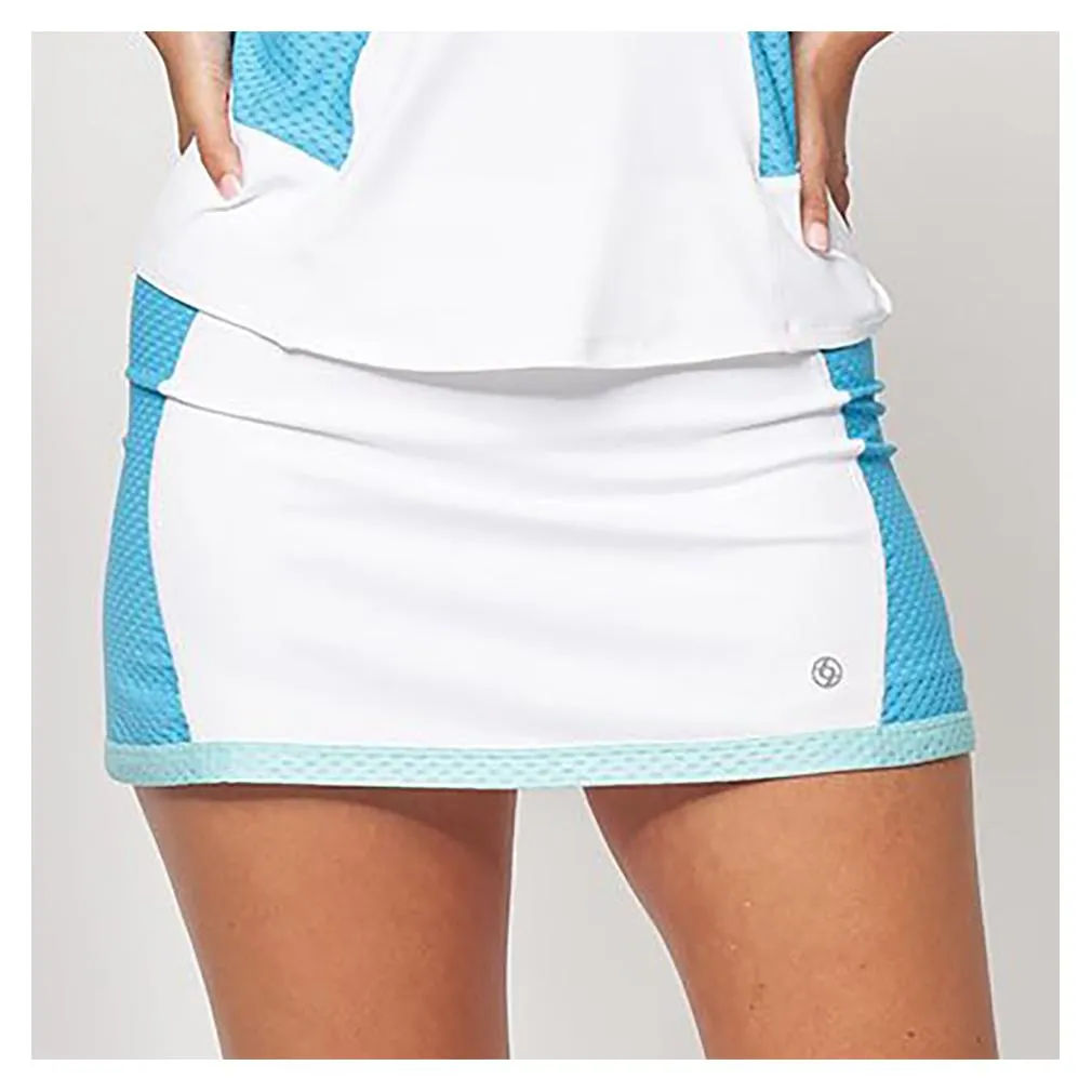 Women's Elite Cadet Tennis Skort White and Tropic Blue