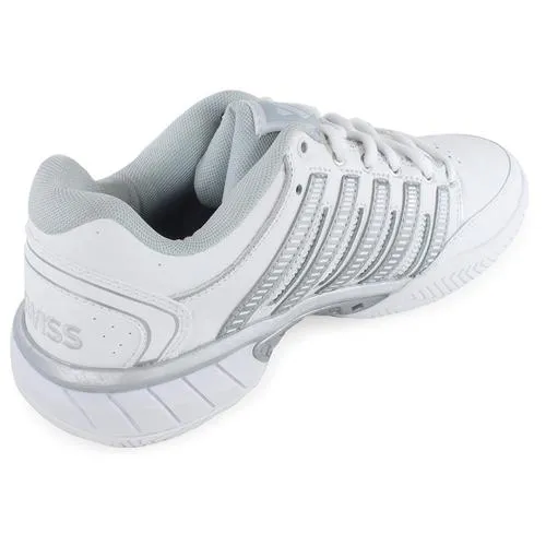 Women's HyperCourt Express Leather Tennis Shoes White and Silver