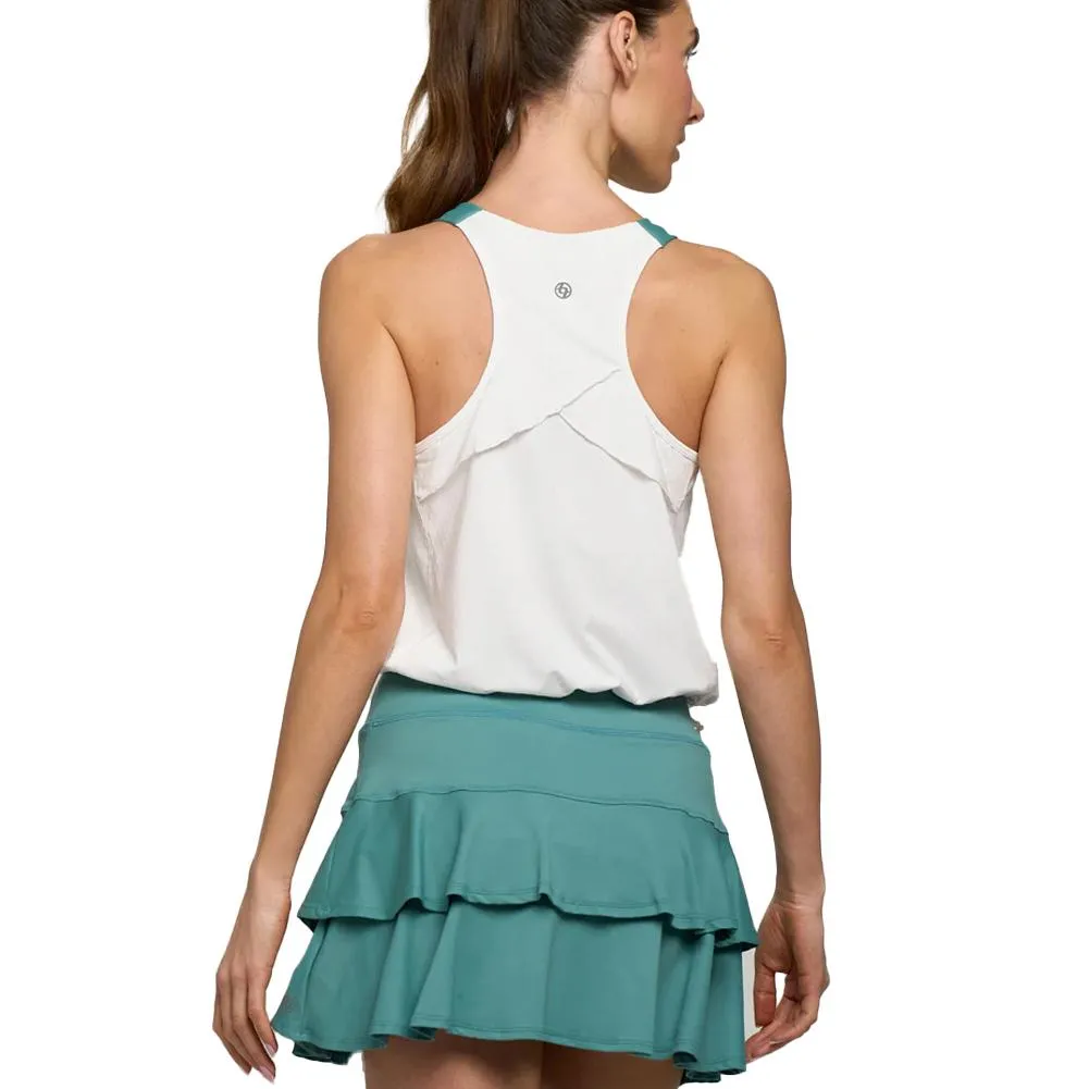 Women's Slick Core Tennis Tank White and Algae