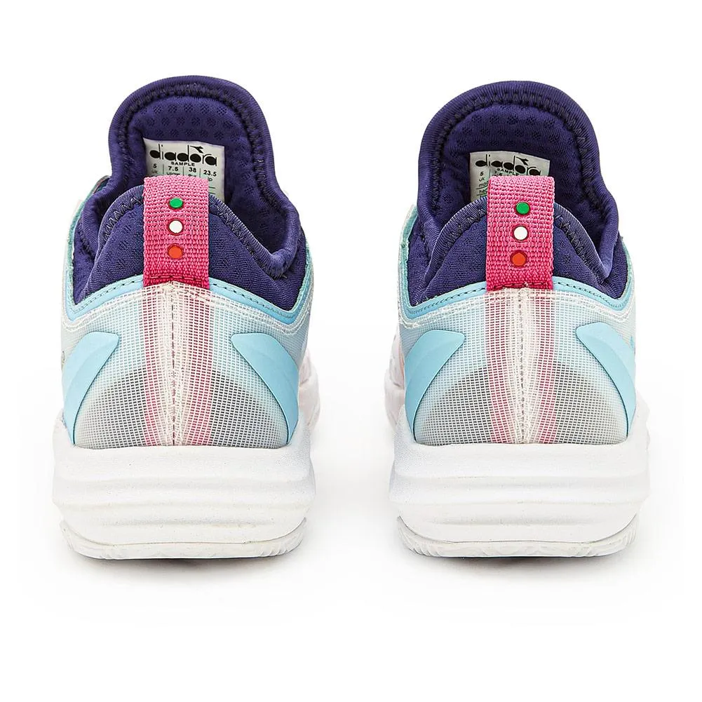Women's Speed Blushield Fly 4 Clay Tennis Shoes White and Blueprint