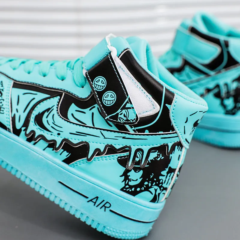 Ziitop Hot Sale Anime Shoes One Piece High-top Sneakers Walking Style Shoes Graffiti Trend Men's Casual Shoe