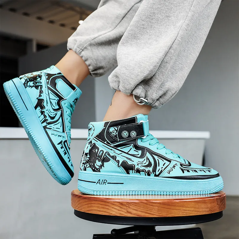 Ziitop Hot Sale Anime Shoes One Piece High-top Sneakers Walking Style Shoes Graffiti Trend Men's Casual Shoe