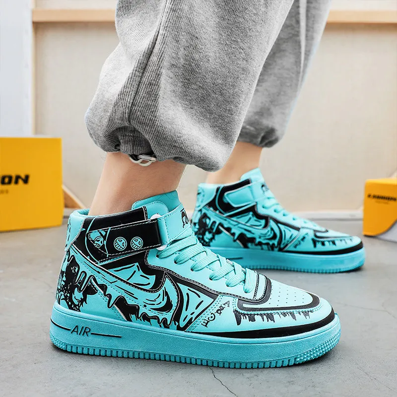 Ziitop Hot Sale Anime Shoes One Piece High-top Sneakers Walking Style Shoes Graffiti Trend Men's Casual Shoe