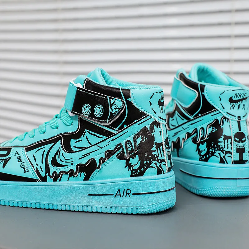 Ziitop Hot Sale Anime Shoes One Piece High-top Sneakers Walking Style Shoes Graffiti Trend Men's Casual Shoe